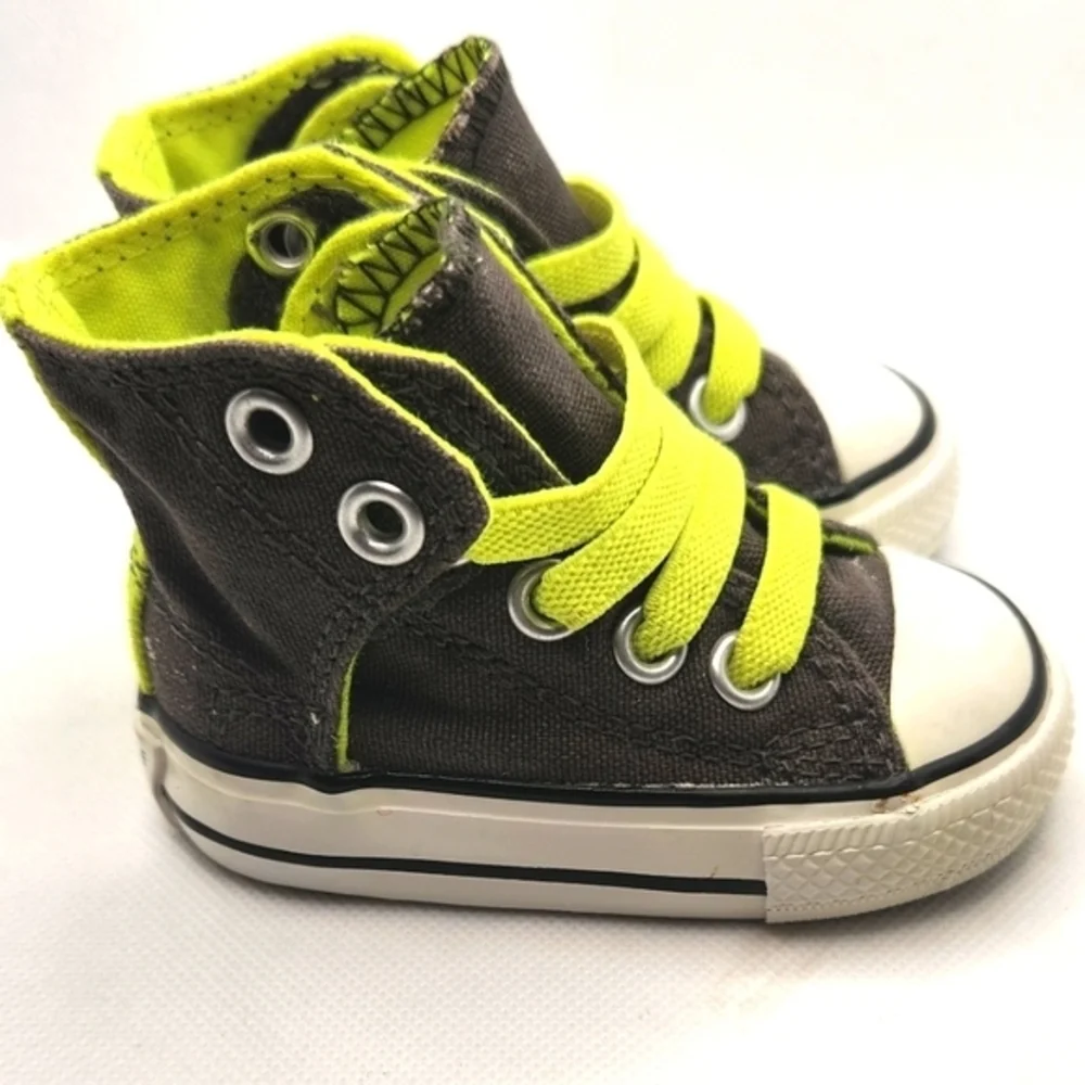 Converse All‎ Star Hightop Boys Shoes Gray and Green Size 2